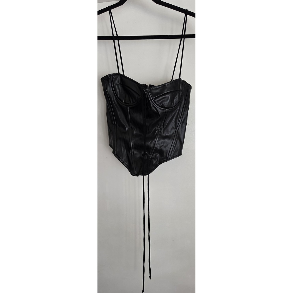 Olivaceous Black Corset Top Women Medium Sleeveless Scoop Neck Bustier